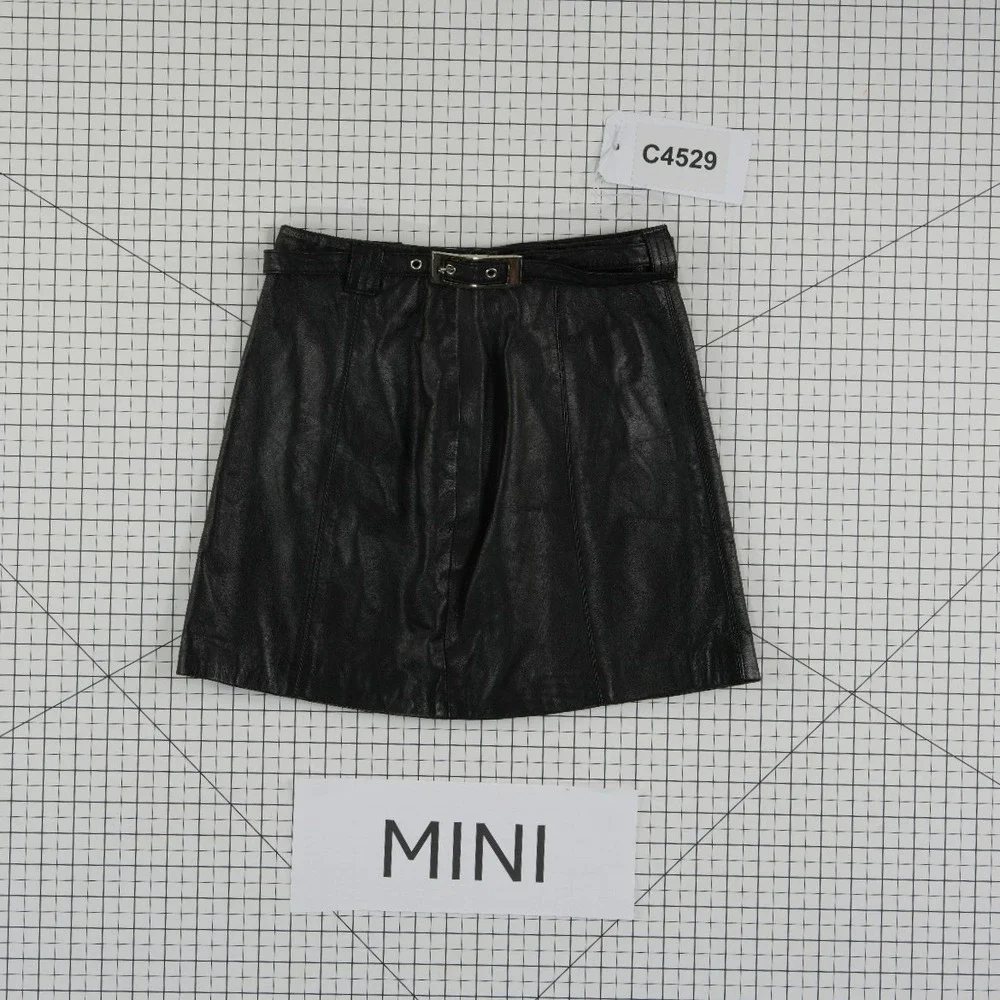 Wilsons Leather Maxima Mini Skirt Women's Size 4 Black Belted 100% Leather - Picture 5 of 5